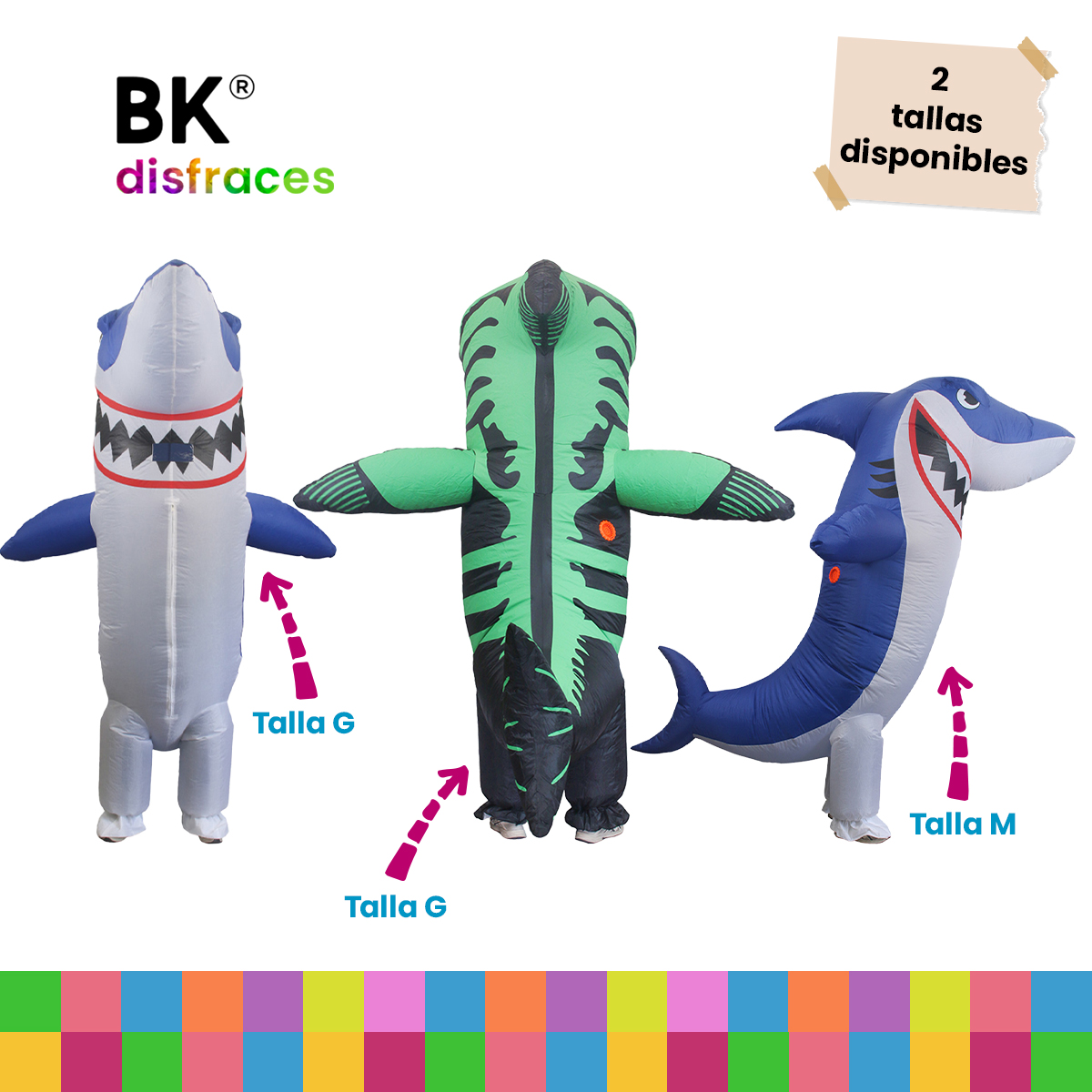 Disfraz Inflable De Halloween Shark Tiburón Premium Toda Ocasión - 2 Tallas Disponibles