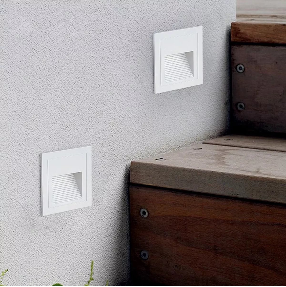 Set Lampara Led Escalera Pared  Foco 3w Ip65 Blanco-luz blanca-6500K 4Piezas