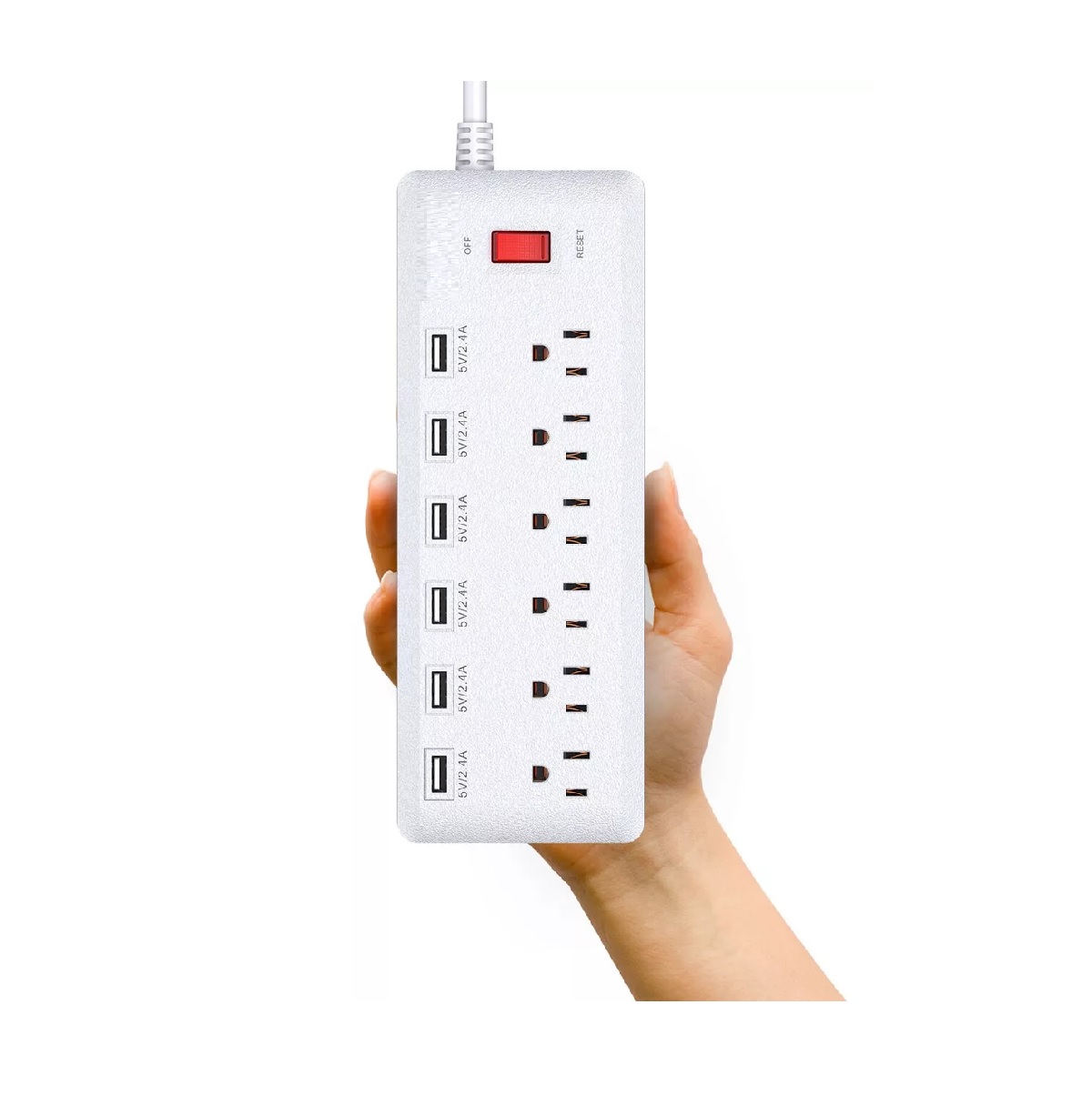 Regleta Eléctrica Sarmert 6+6 Con Puertos Usb Blanco