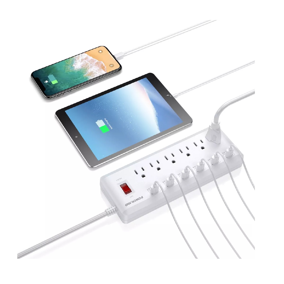 Regleta Eléctrica Sarmert 6+6 Con Puertos Usb Blanco
