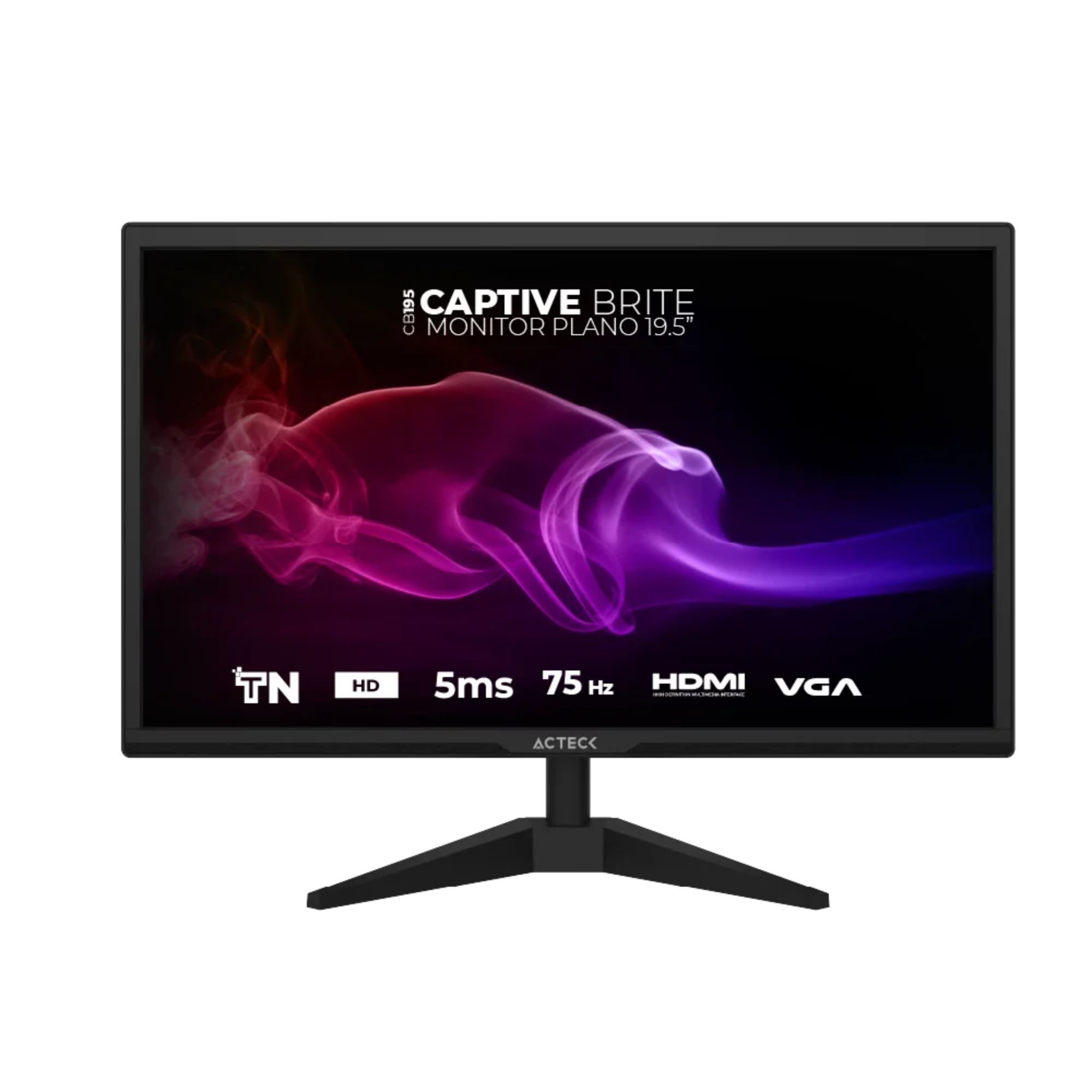Monitor LED Acteck Captive Brite CB195 de 19.5'', HD, VGA/HDMI, 75 Hz, Negro