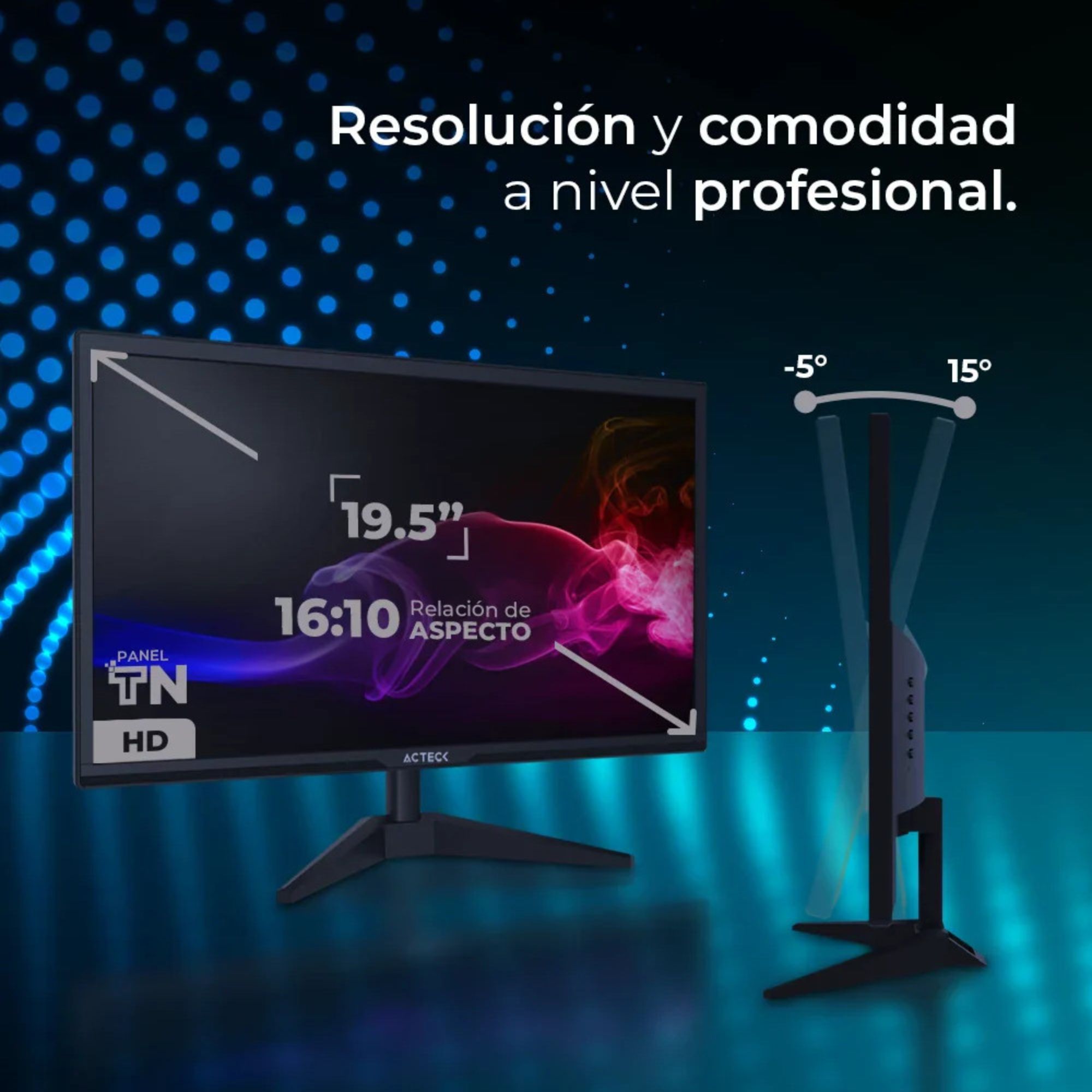 Monitor LED Acteck Captive Brite CB195 de 19.5'', HD, VGA/HDMI, 75 Hz, Negro