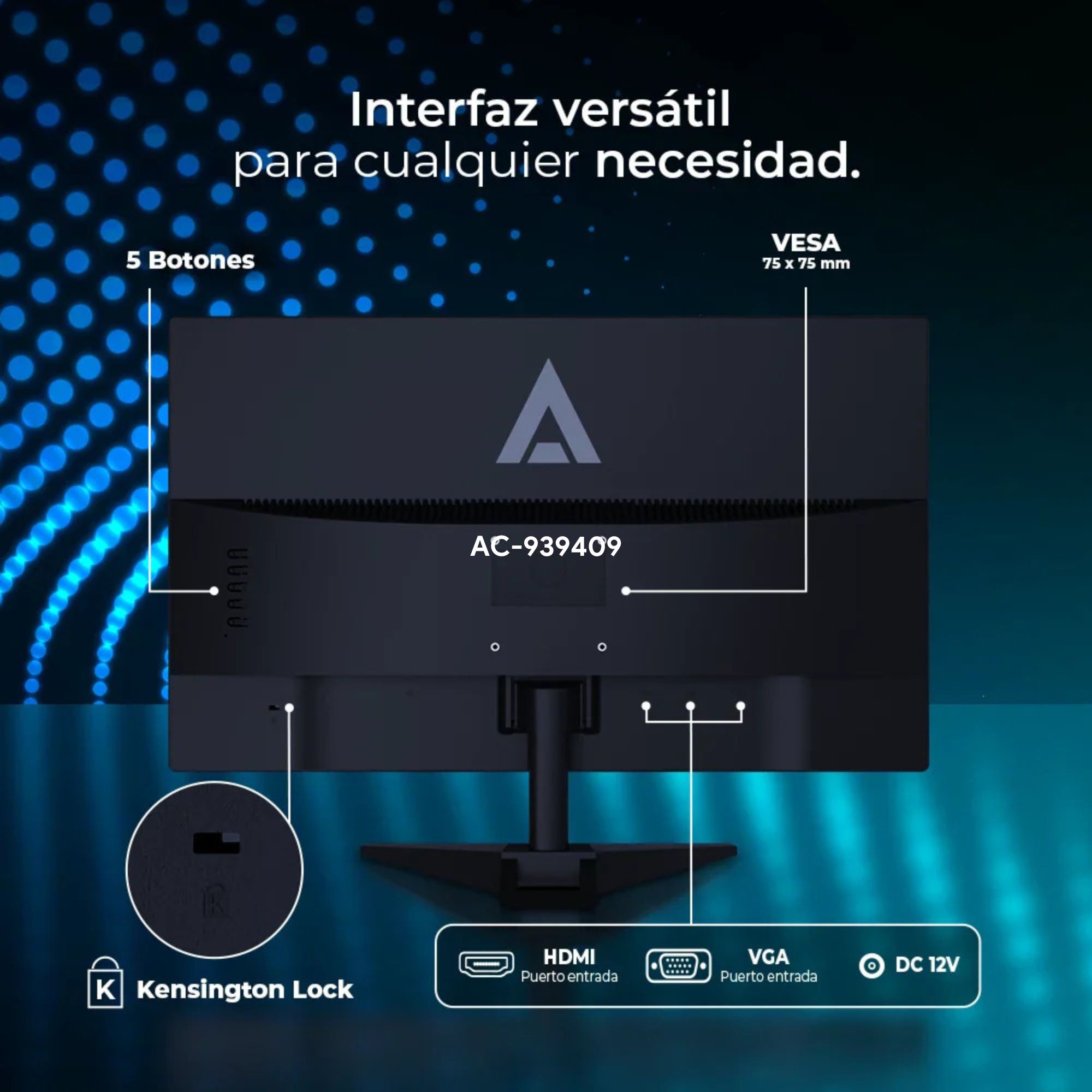 Monitor LED Acteck Captive Brite CB195 de 19.5'', HD, VGA/HDMI, 75 Hz, Negro