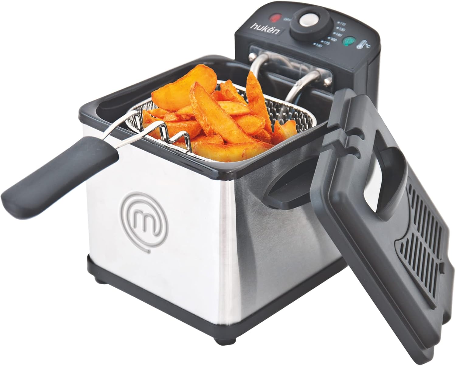 MasterChef Freidora de Aceite Flash-Fry S de 1.5 Litros, Acero Inoxidable con Canastilla Removible, 800W - Modelo MK-DF-1SS
