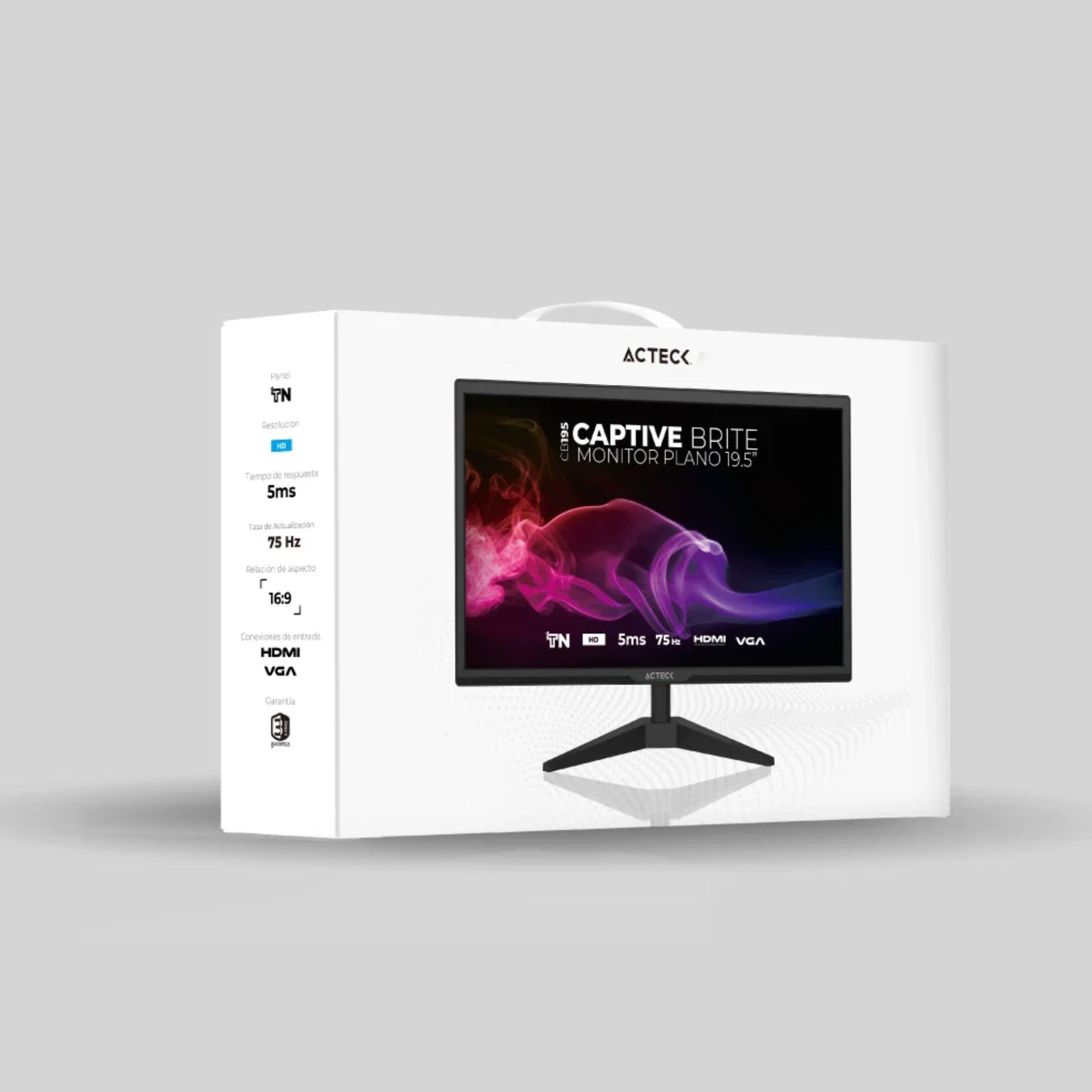 Monitor LED Acteck Captive Brite CB195 de 19.5'', HD, VGA/HDMI, 75 Hz, Negro