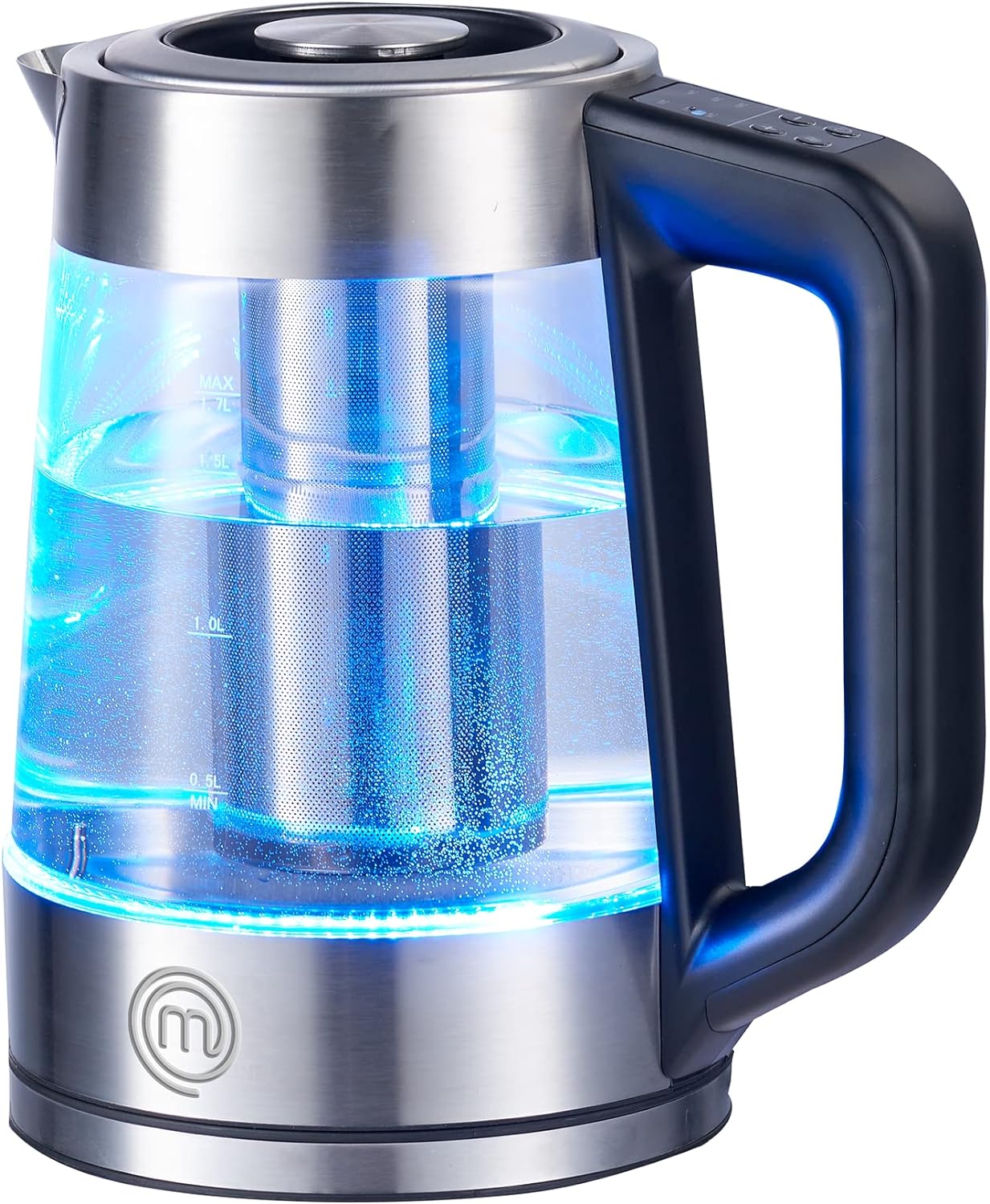 MasterChef Tetera Eléctrica Digital con Temperatura Ajustable y Panel Digital, 1.7 Litros - Modelo Heat-Select