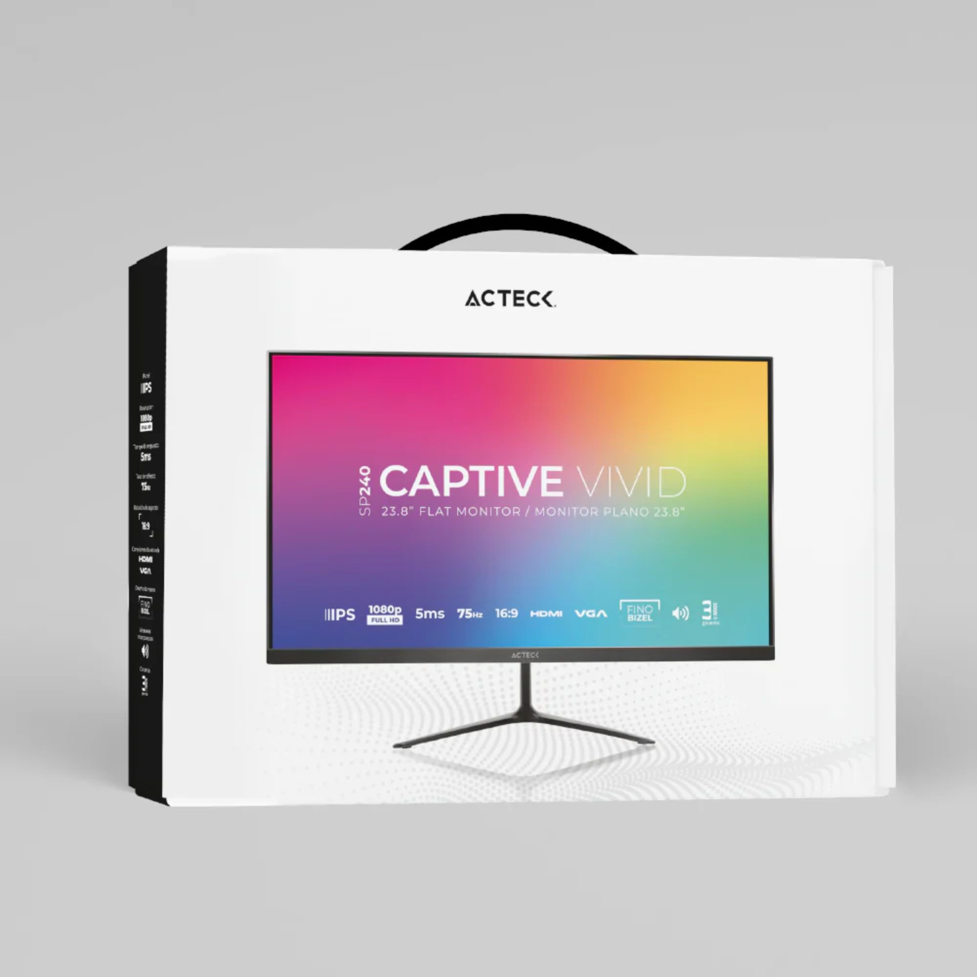Monitor LED Acteck Captive Vivid SP240 de 23.8'', Full HD, VGA/HDMI, 75 Hz, con Bocinas integradas, Negro
