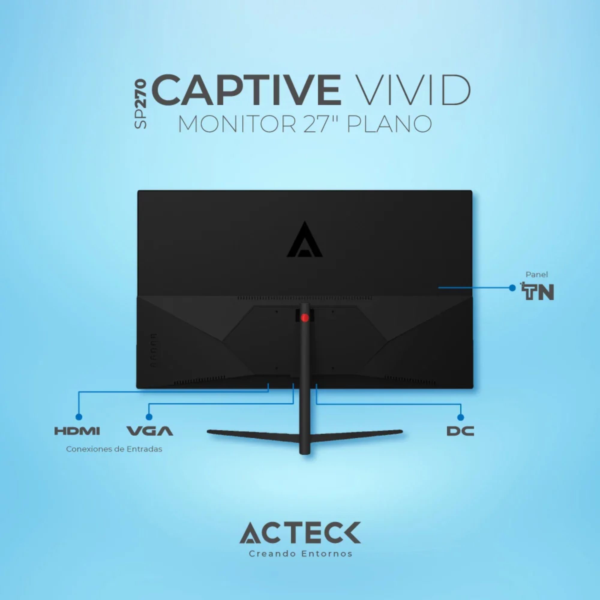 Monitor LED Acteck Captive Vivid SP270 de 27'', Full HD, VGA/HDMI, 75 Hz, Negro