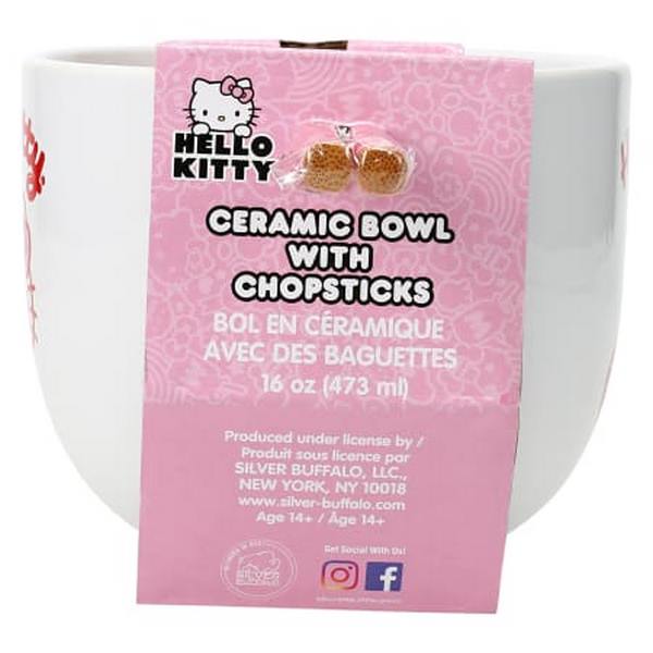 Silver Buffalo Hello Kitty Ramen Bowl Palillos