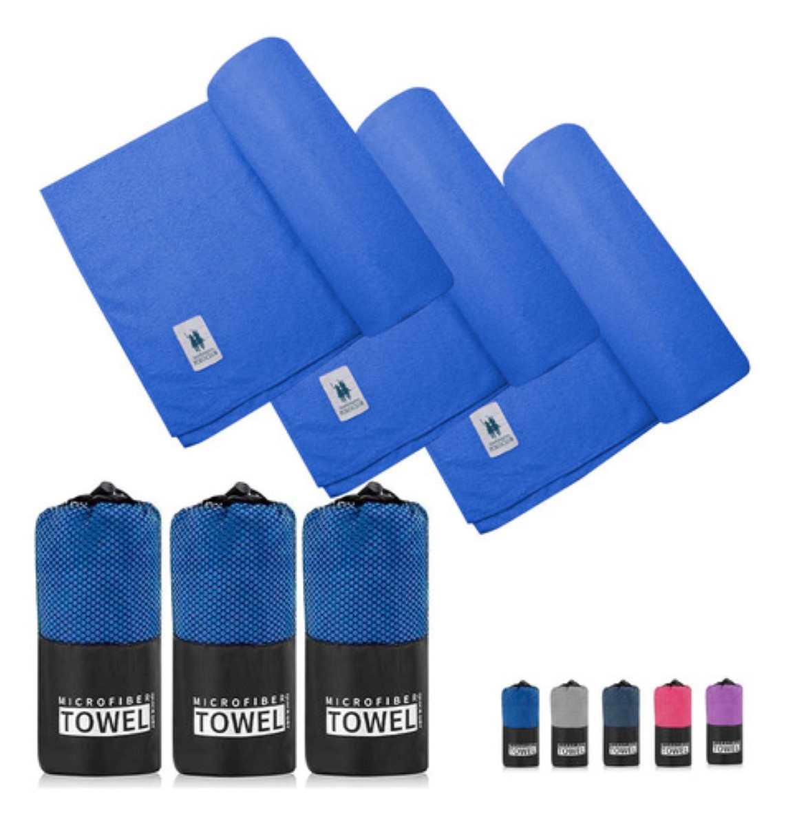Toalla Deportiva Gym Secado Rápido 3 Piezas AZUL