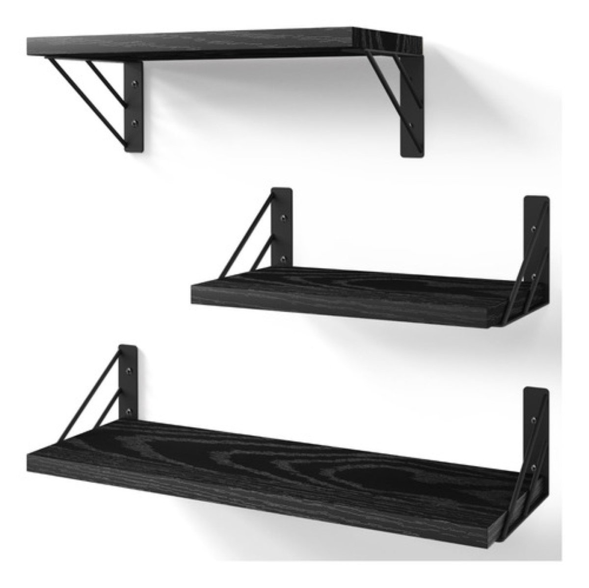 3 Repisas Flotantes Madera Minimalista Muebles Hogar Decorar NEGRO