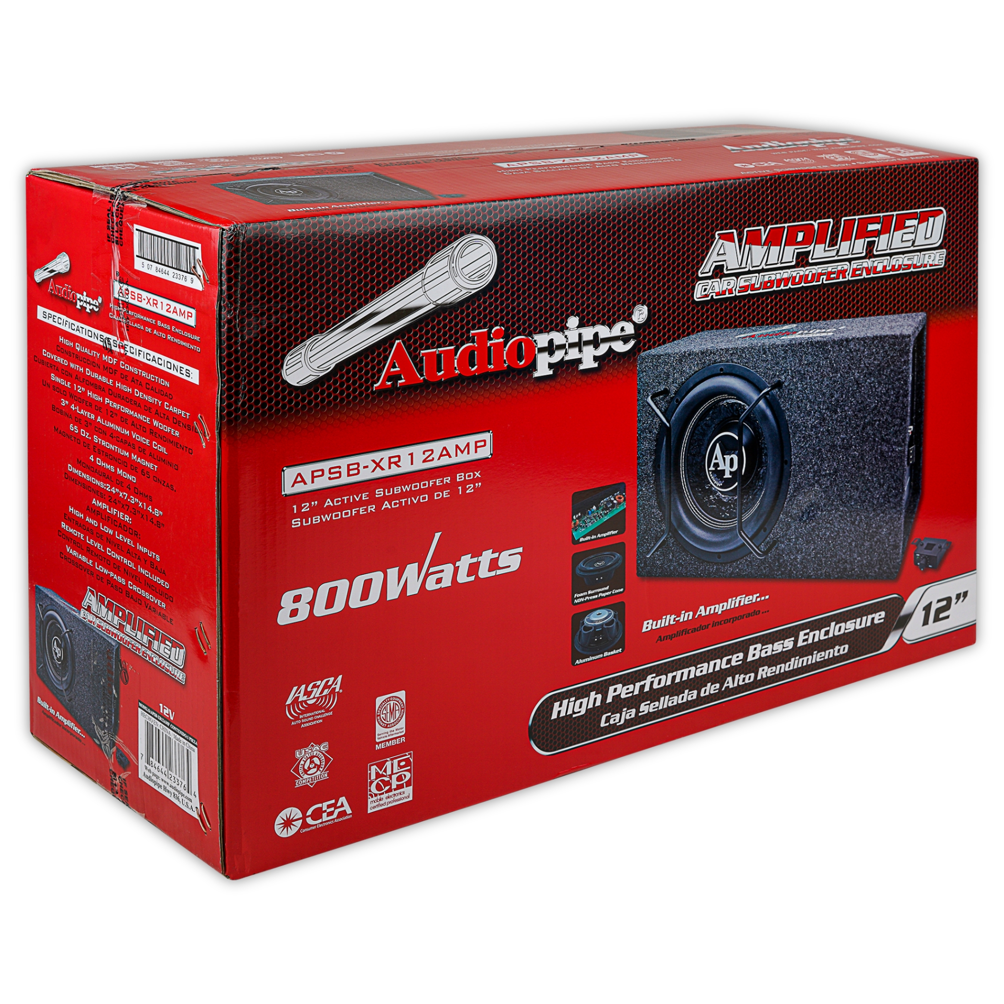Cajón Subwoofer Amplificado Audiopipe APSBXR12AMP 12 PLG
