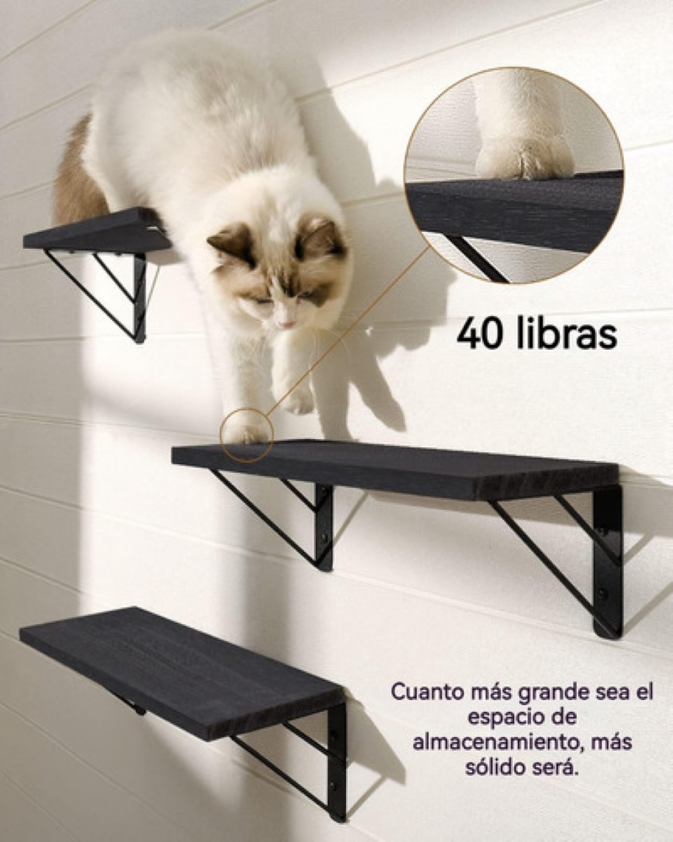 3 Repisas Flotantes Madera Minimalista Muebles Hogar Decorar NEGRO