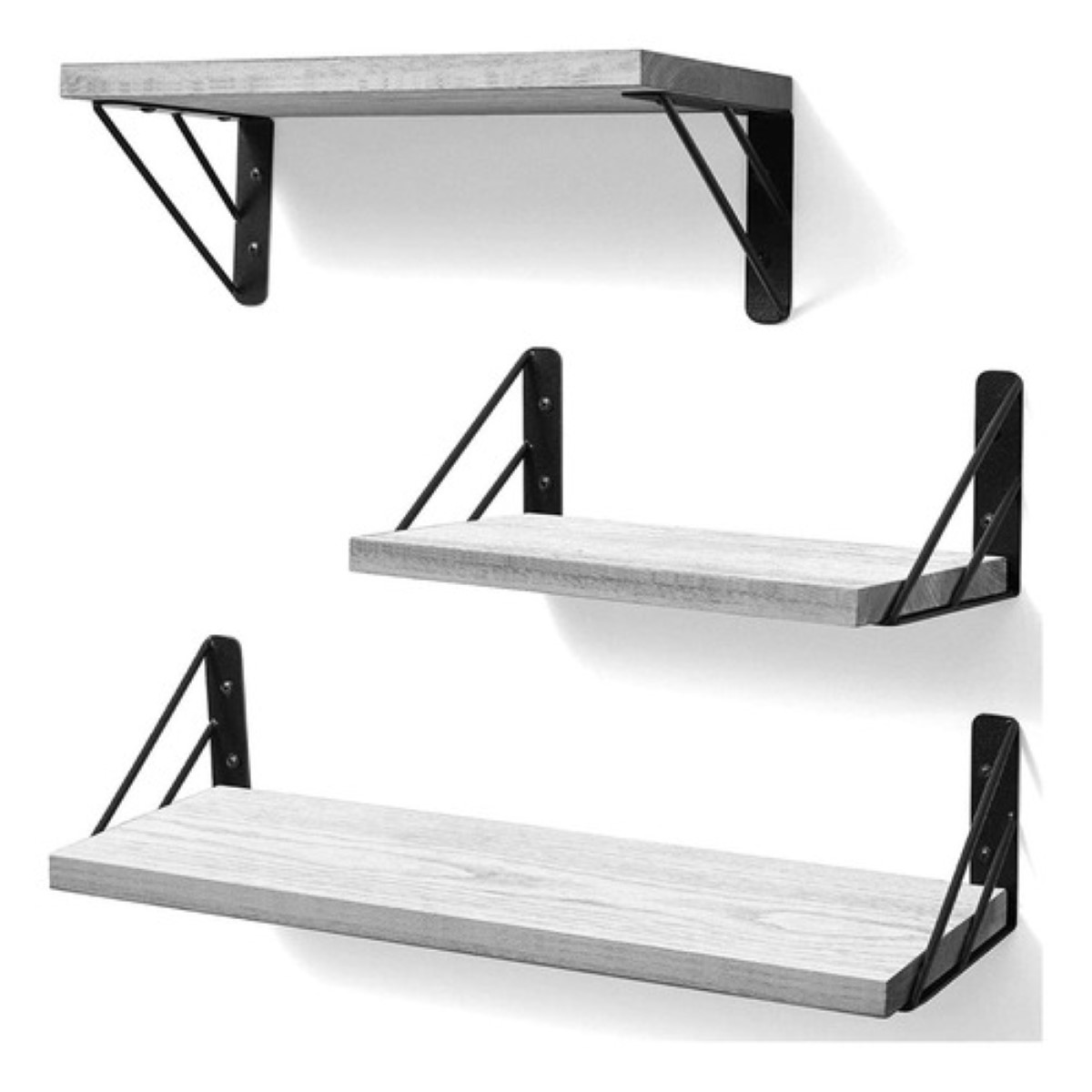 3 Repisas Flotantes Madera Minimalista Muebles Hogar Decorar Gris Claro