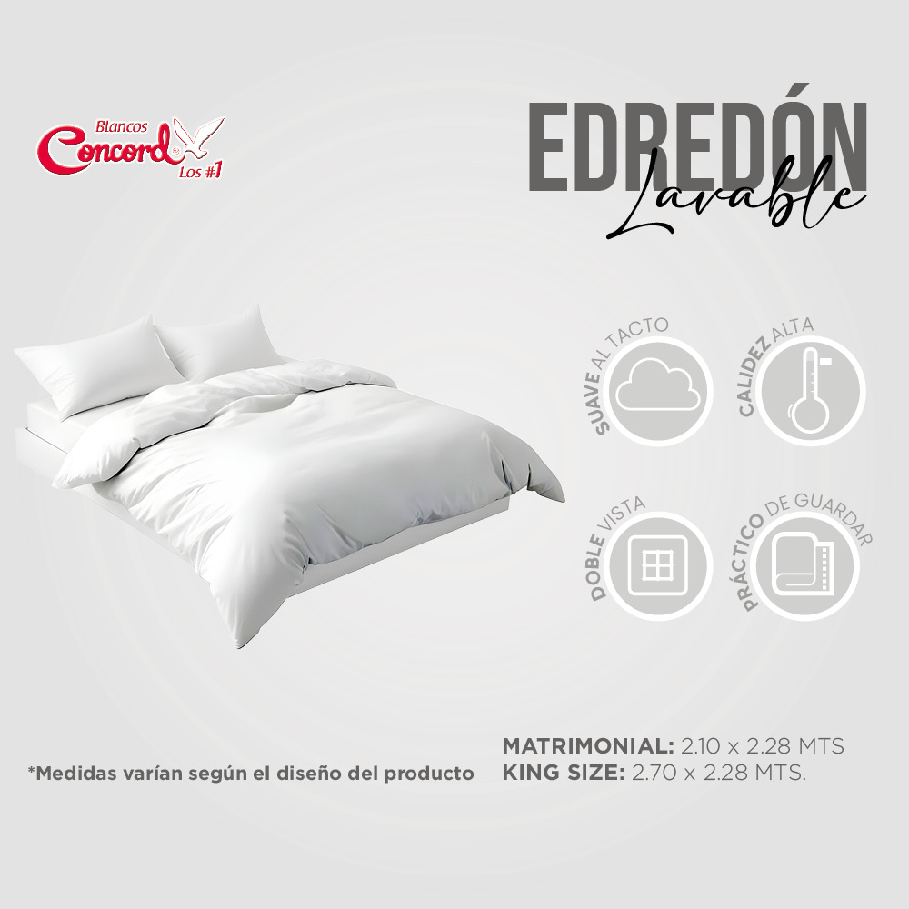 Edredón De Pluma Suave Premium Matrimonial Blanco Concord