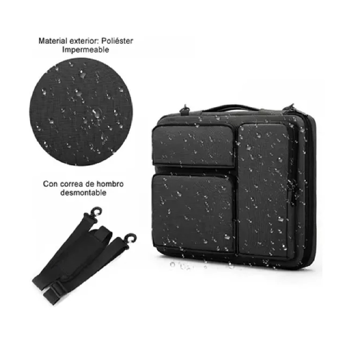 Funda Maletin Protectora Laptop 14.1" Impermeable Negro