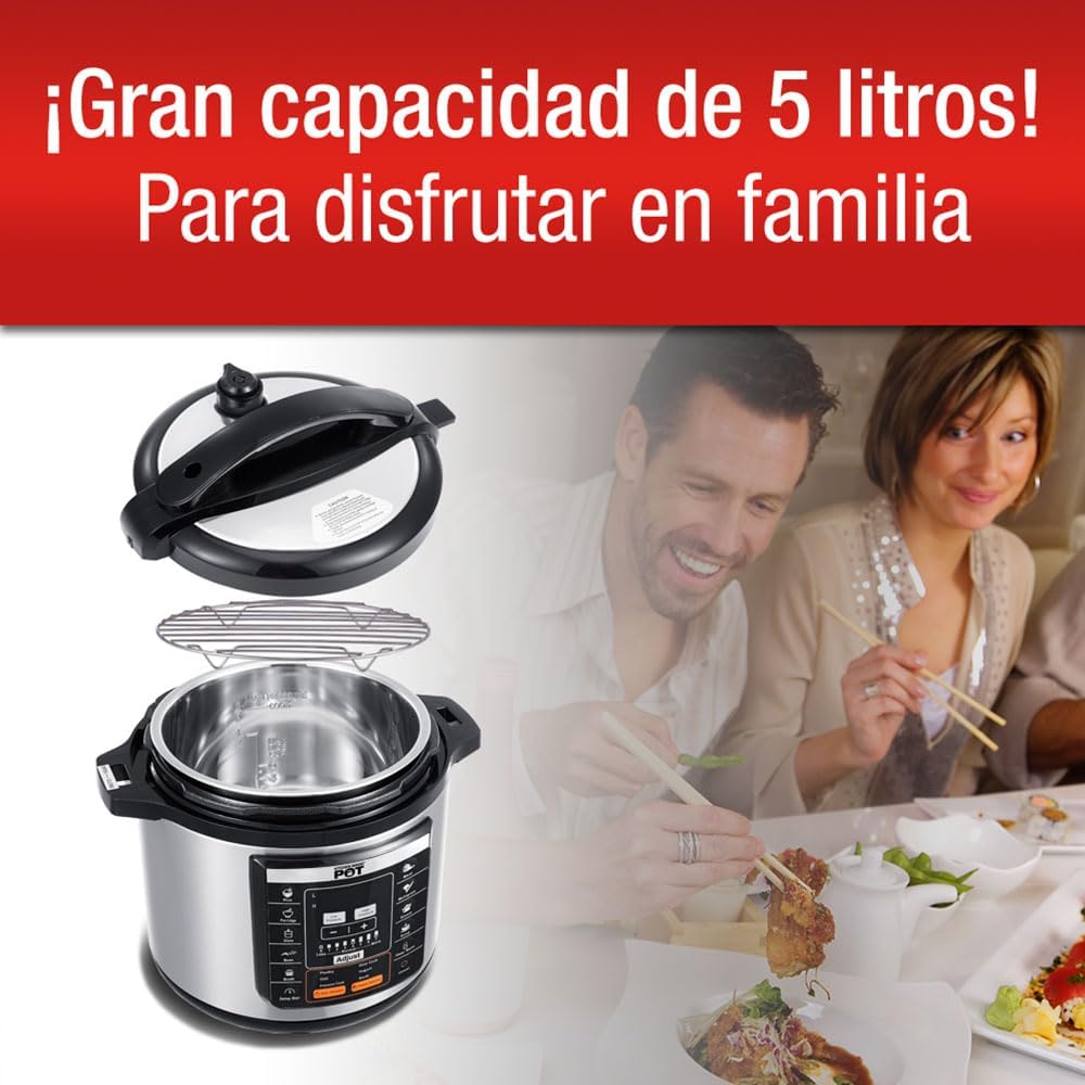 Olla Multifunción Eléctrica Koblenz de 5 Litros con 17 Funciones, 1000W, Acero Inoxidable - Modelo KMP-1000 IN