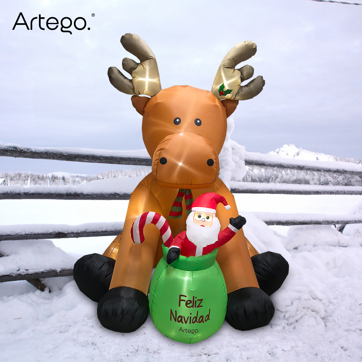 Inflable de Navidad venado reno de santa gigante de 2.5m de alto Artego