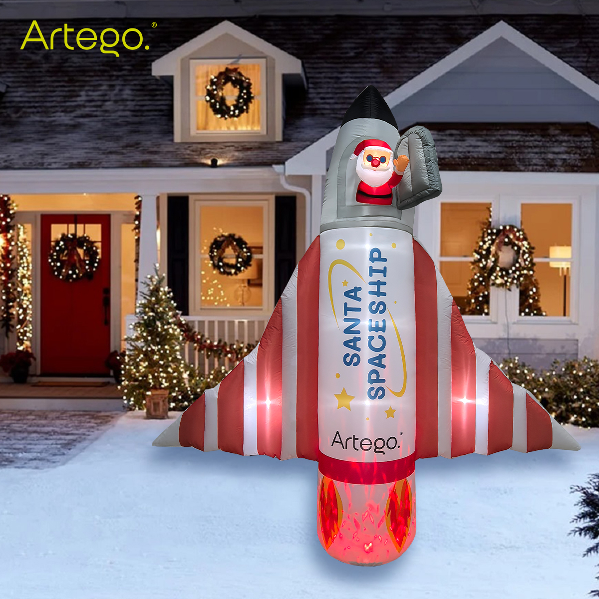 Inflable de Navidad nave espacial de santa christmas spaceship gigante de 2.4m de alto con led FIRE Artego
