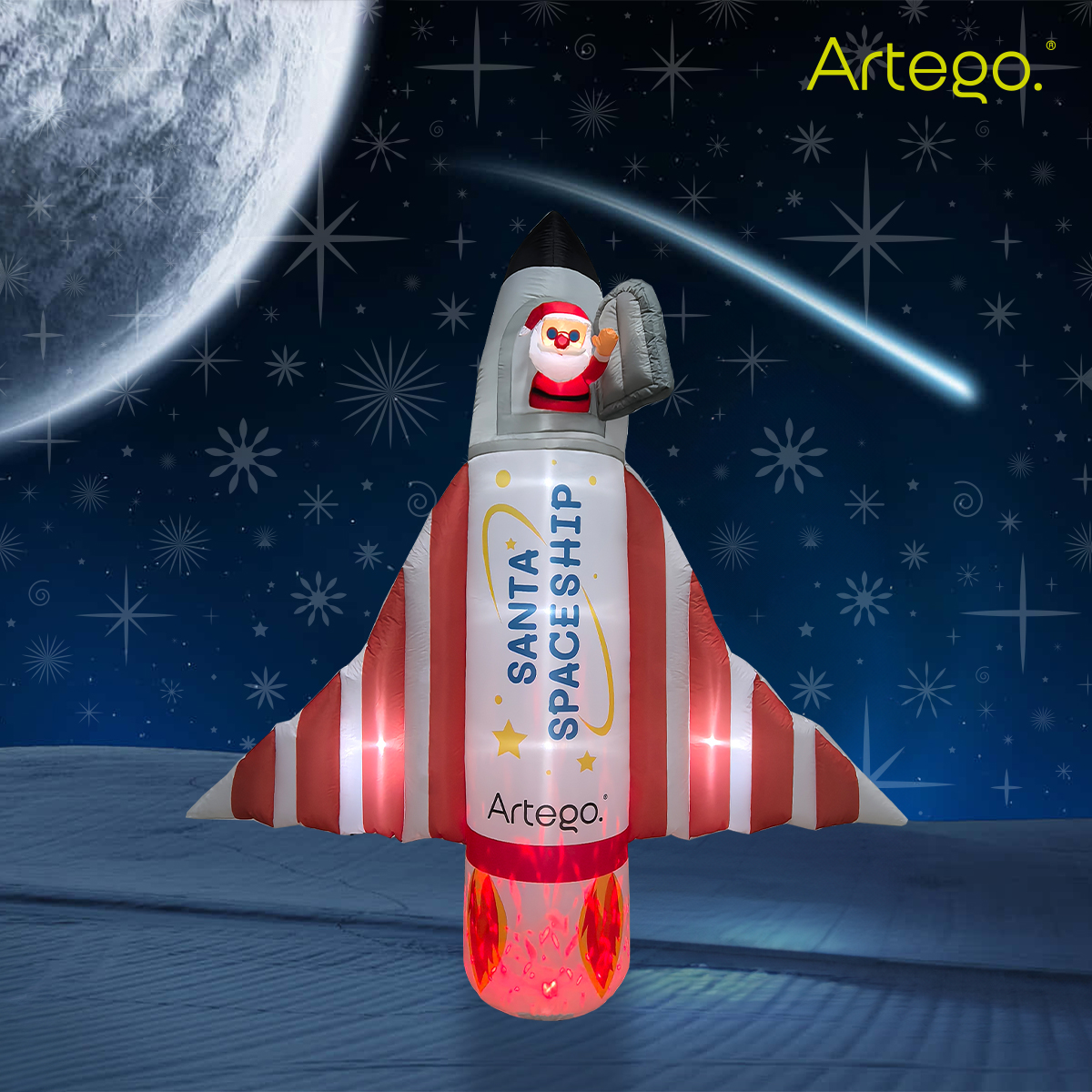 Inflable de Navidad nave espacial de santa christmas spaceship gigante de 2.4m de alto con led FIRE Artego