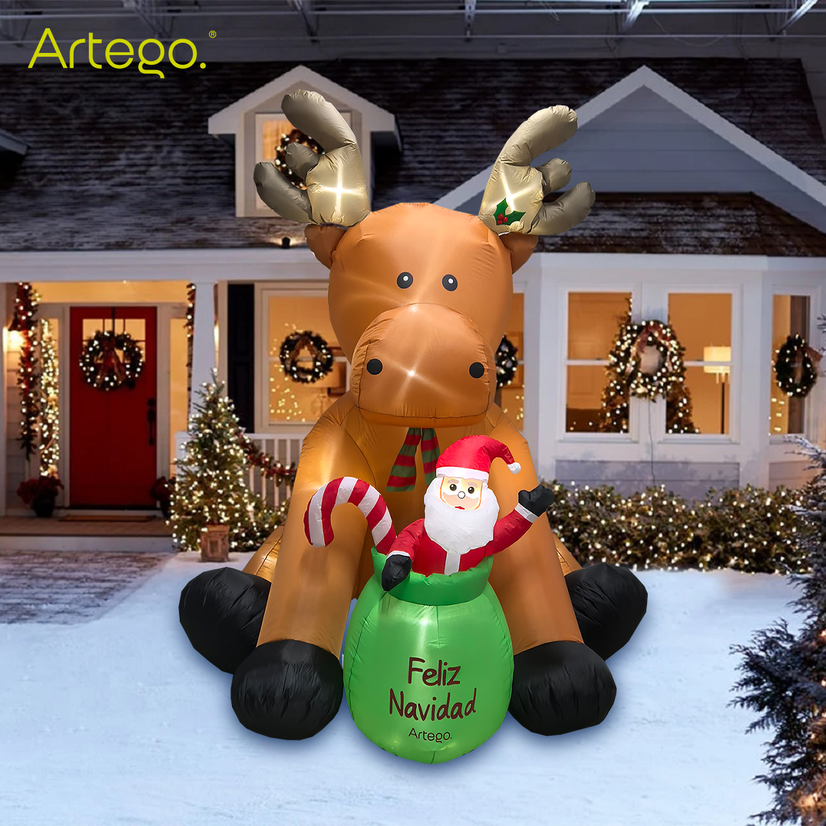 Inflable de Navidad venado reno de santa gigante de 2.5m de alto Artego