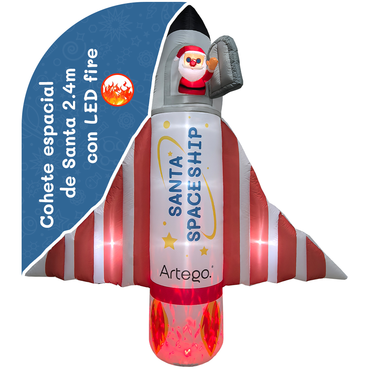 Inflable de Navidad nave espacial de santa christmas spaceship gigante de 2.4m de alto con led FIRE Artego