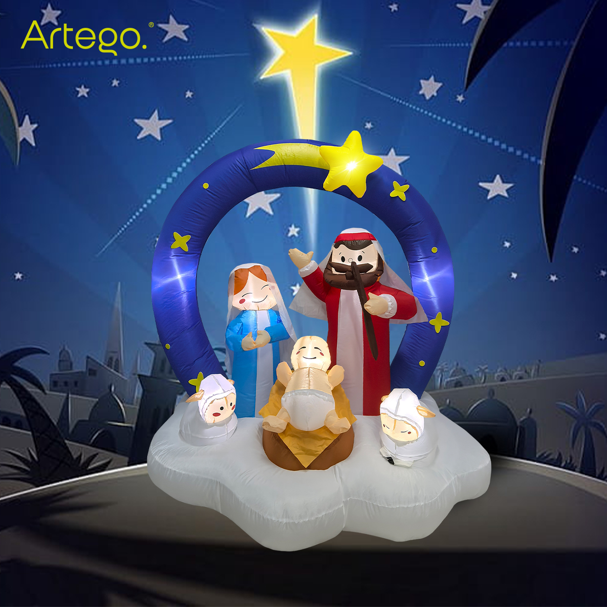 Inflable de Navidad nacimiento pesebre Belén Navideño con 5 personajes – 1.7m