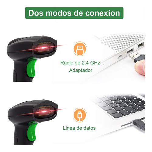 Lector De Códigos De Barras Inalambrico Shawty 1d/2d Lector Color Negro