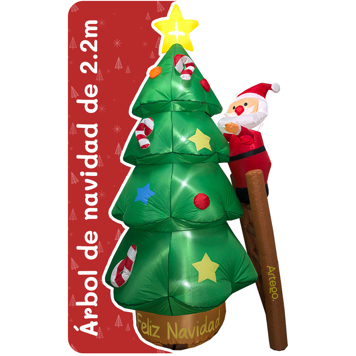Inflable de Árbol de Navidad Navideño Christmas tree con SANTA  2.2m