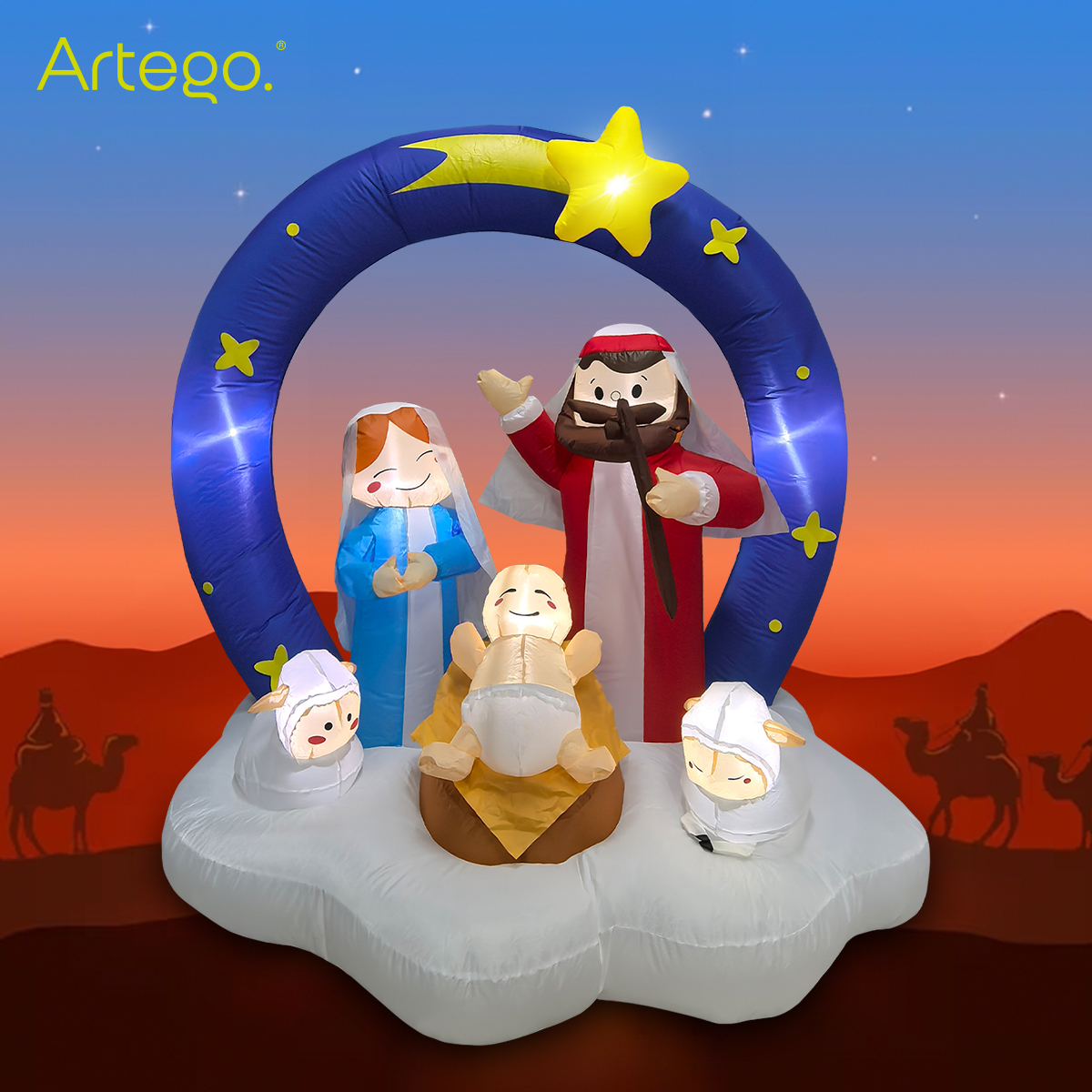 Inflable de Navidad nacimiento pesebre Belén Navideño con 5 personajes – 1.7m