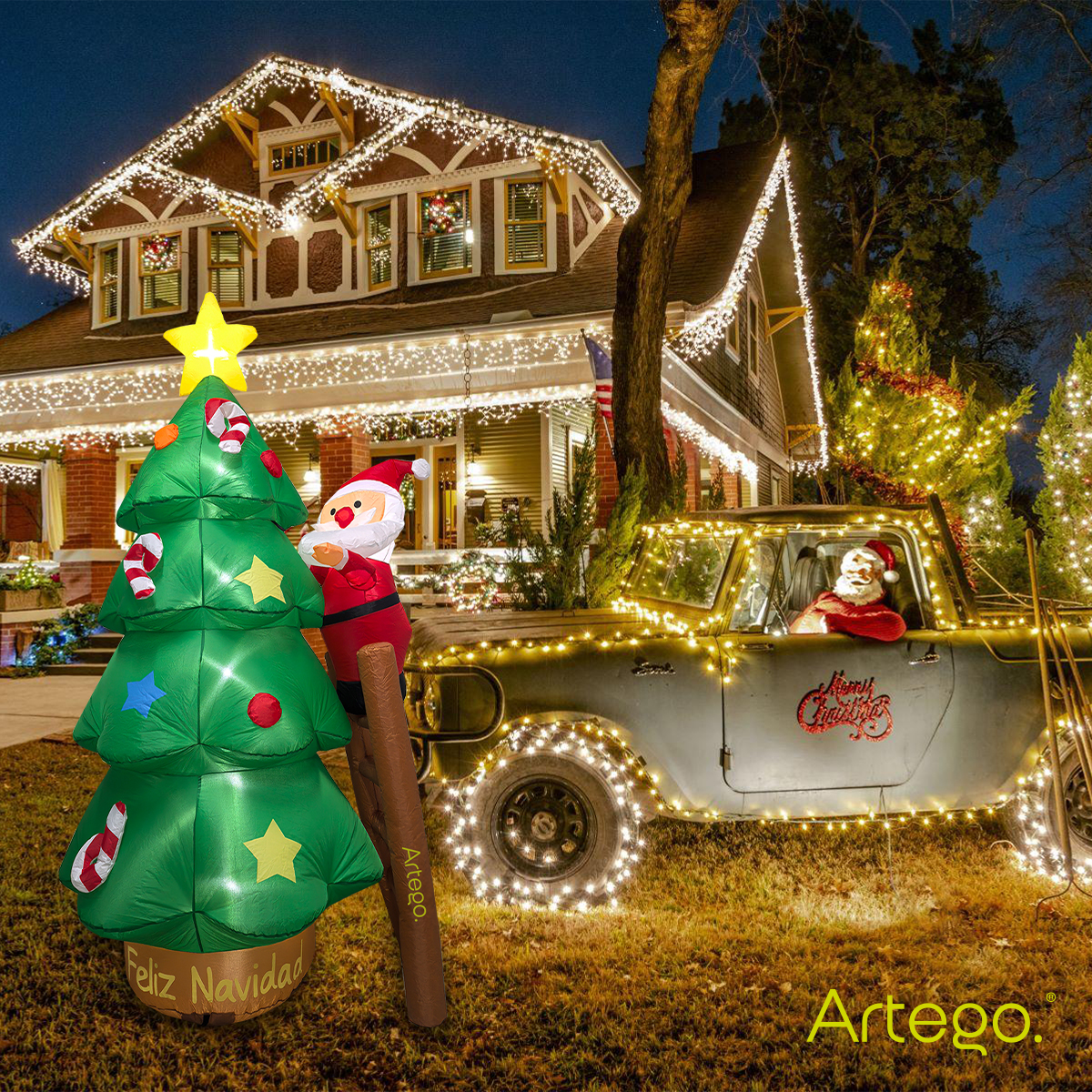 Inflable de Árbol de Navidad Navideño Christmas tree con SANTA  2.2m