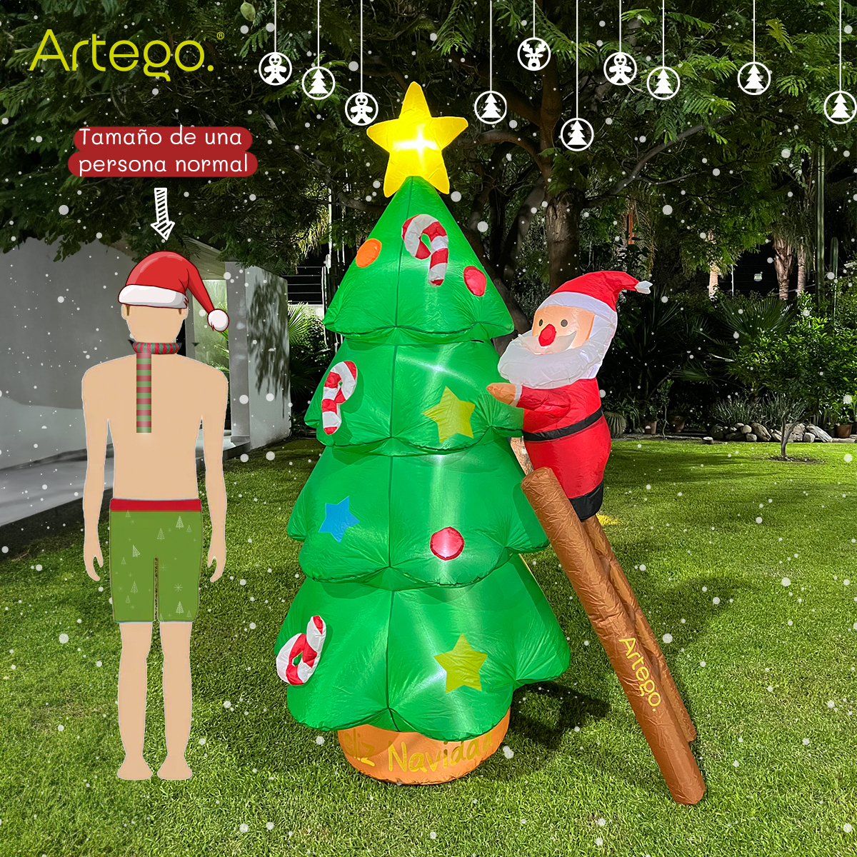 Inflable de Árbol de Navidad Navideño Christmas tree con SANTA  2.2m