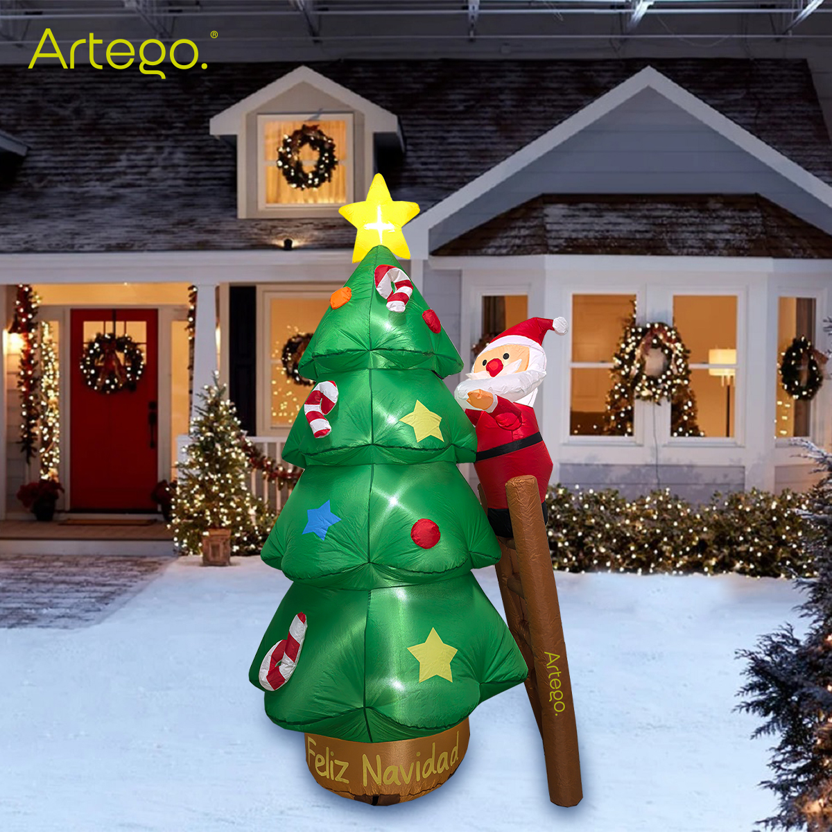 Inflable de Árbol de Navidad Navideño Christmas tree con SANTA  2.2m