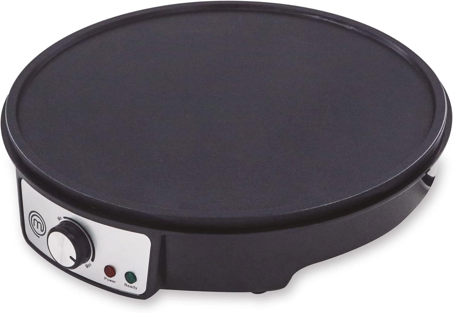 MasterChef by Hukën Crepera Eléctrica con Plancha Antiadherente de 30 cm y Control de Temperatura Ajustable - 1000W, Color Negro