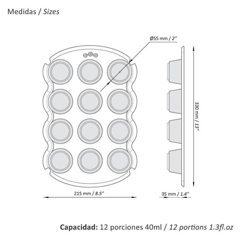 Molde Para Muffins 12 Porciones 100% Silicón Platinum