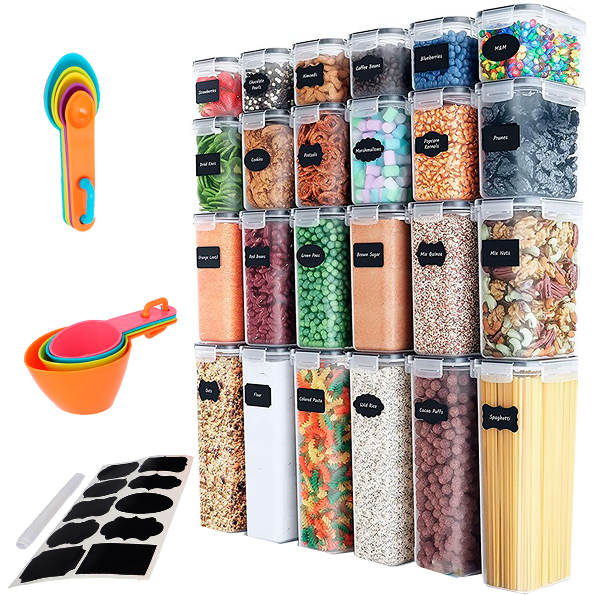40 contenedores de plástico Brandtrendy para almacenar alimentos con tapa hermética de liga negra