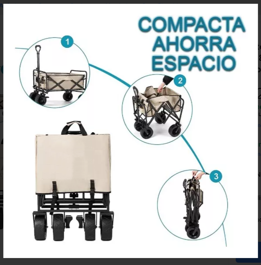 Carrito Plegable de Carga hasta 80Kg Dia de Campo Picnic.