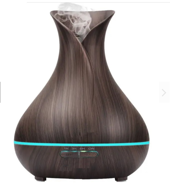 Humidificador Difusor 500ml Flor Madera Oscuro (Chocolate) y 12 Esencias Aromaticas.
