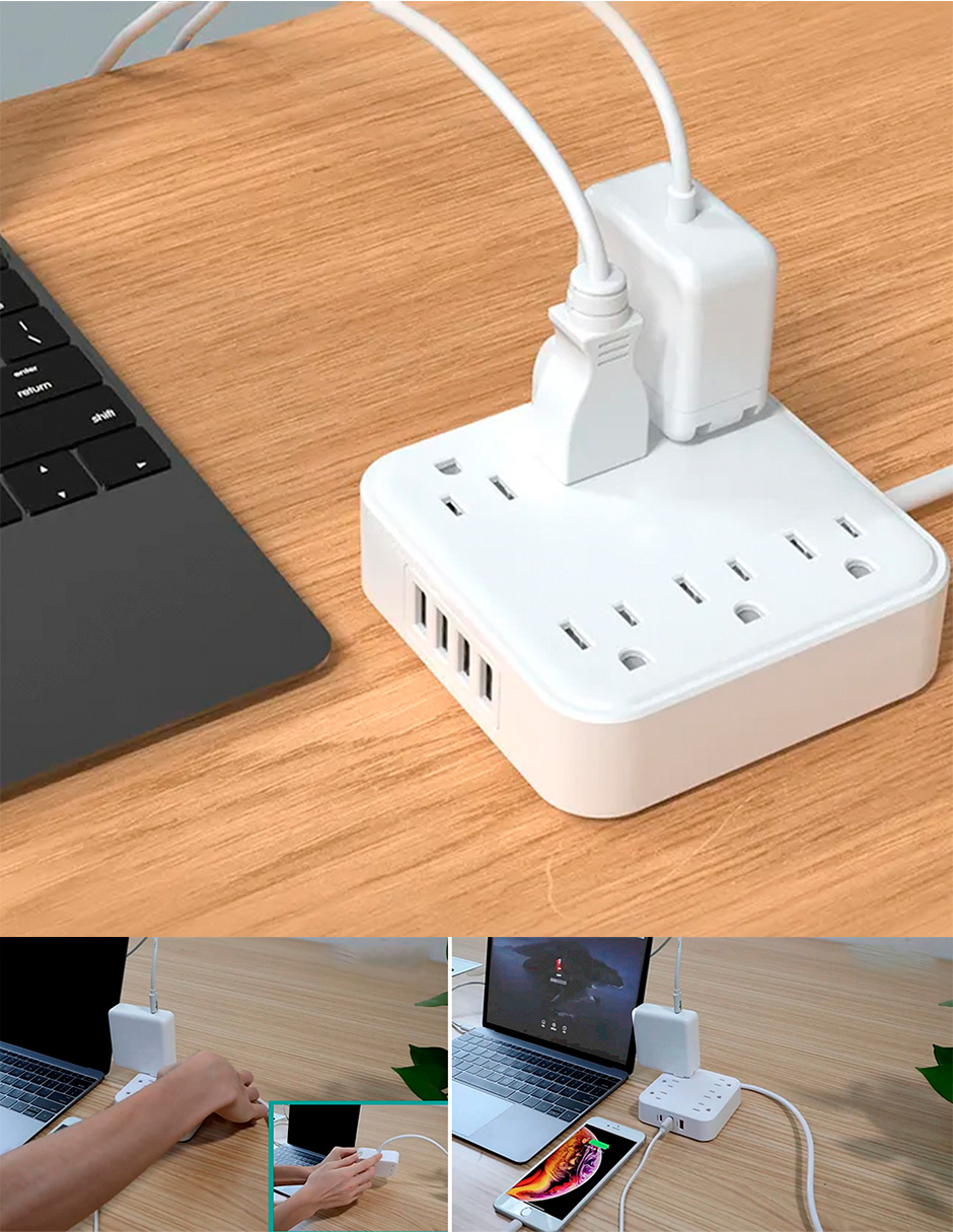 Kit de 2 multicontactos portátiles Fratech con entradas USB
