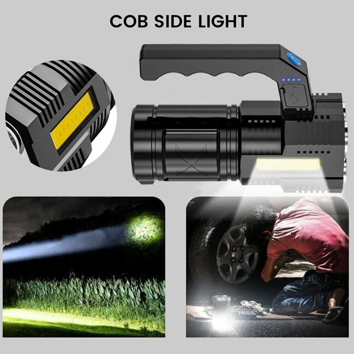 Lámpara Led Recargable De Mano Con 4 Leds De Alta Potencia