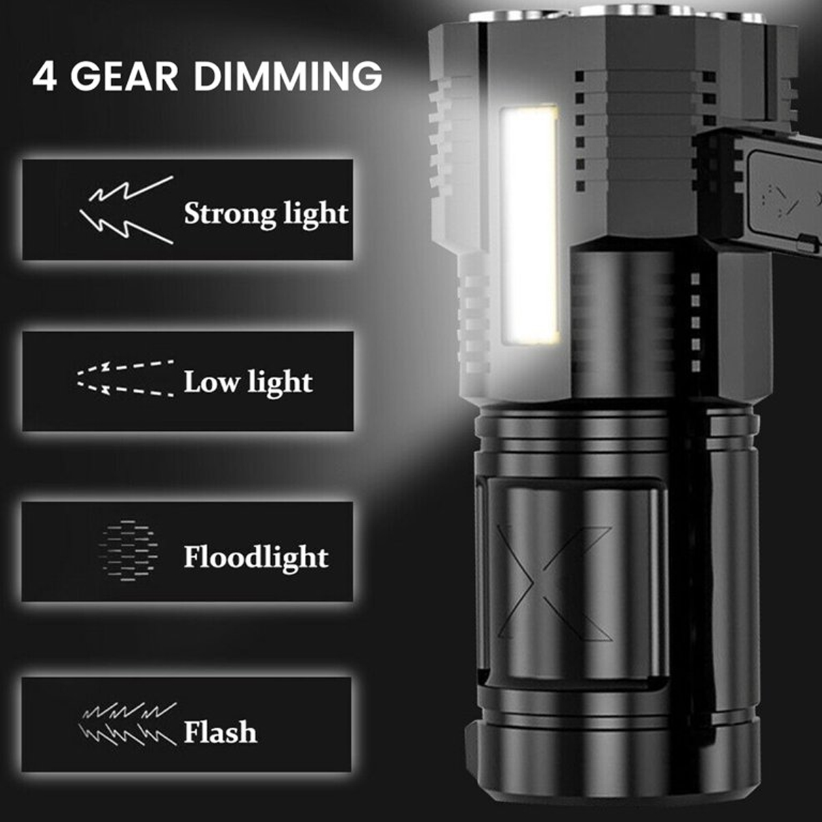 Lámpara Led Recargable De Mano Con 4 Leds De Alta Potencia
