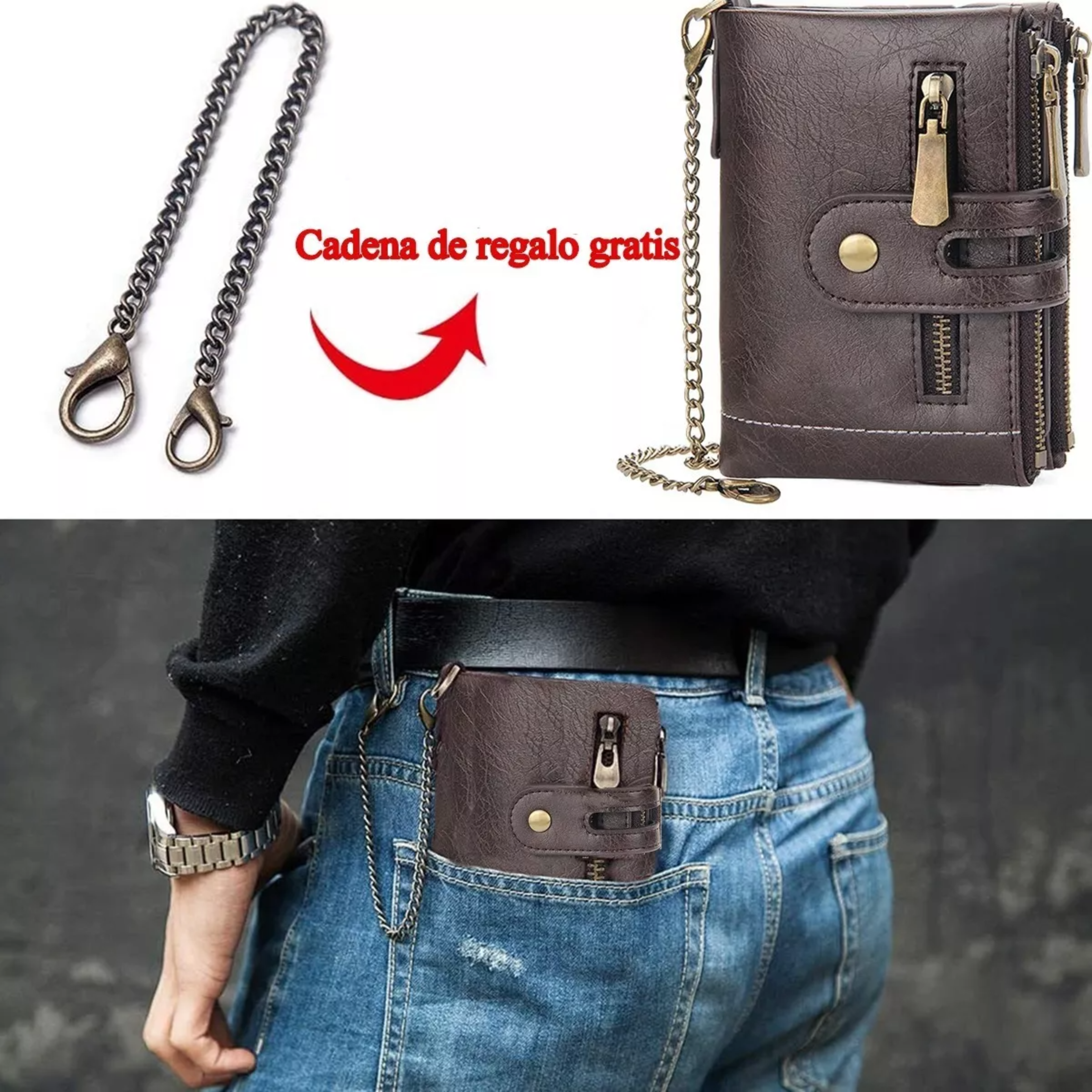 Cartera Caballero Corta Billetera Tarjetero De Piel Regalo