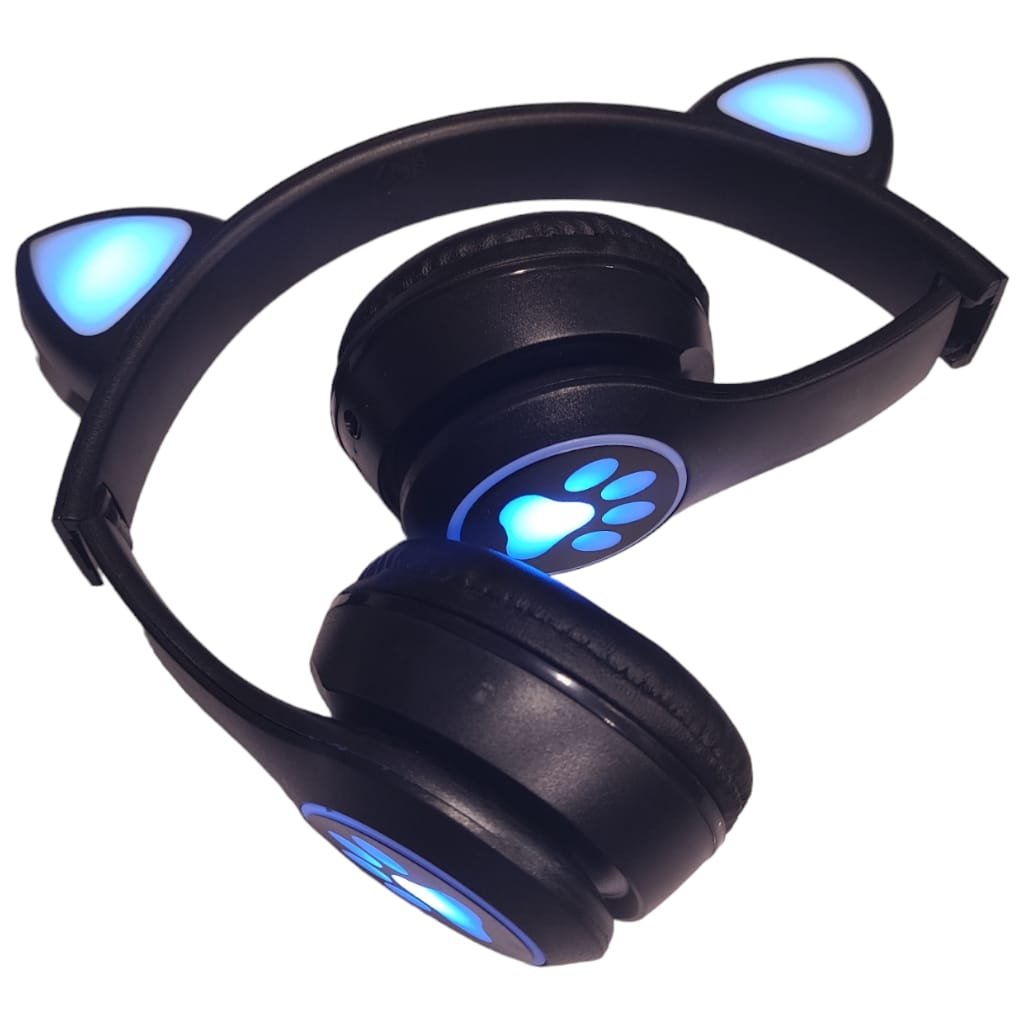 Audífonos Gatica Bluetooth, luces led, Radio FM, diadema plegables.