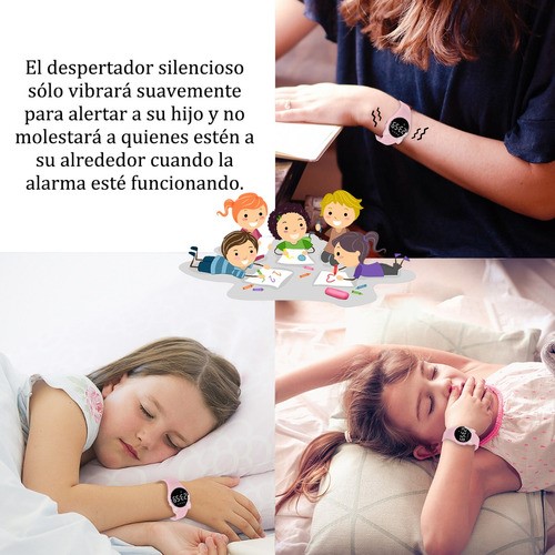 Reloj Digital para Niños Con Contador De Pasos Y Calorías Diseño Gato Rosa claro