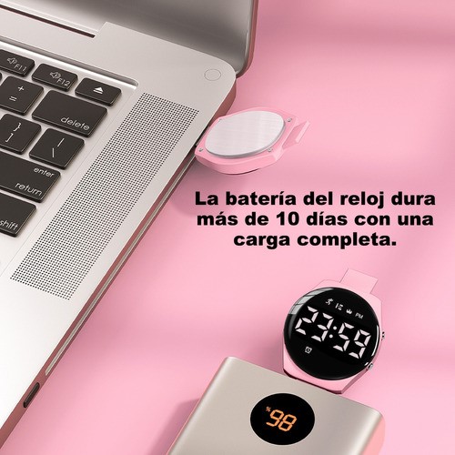 Reloj Digital para Niños Con Contador De Pasos Y Calorías Diseño Gato Rosa claro