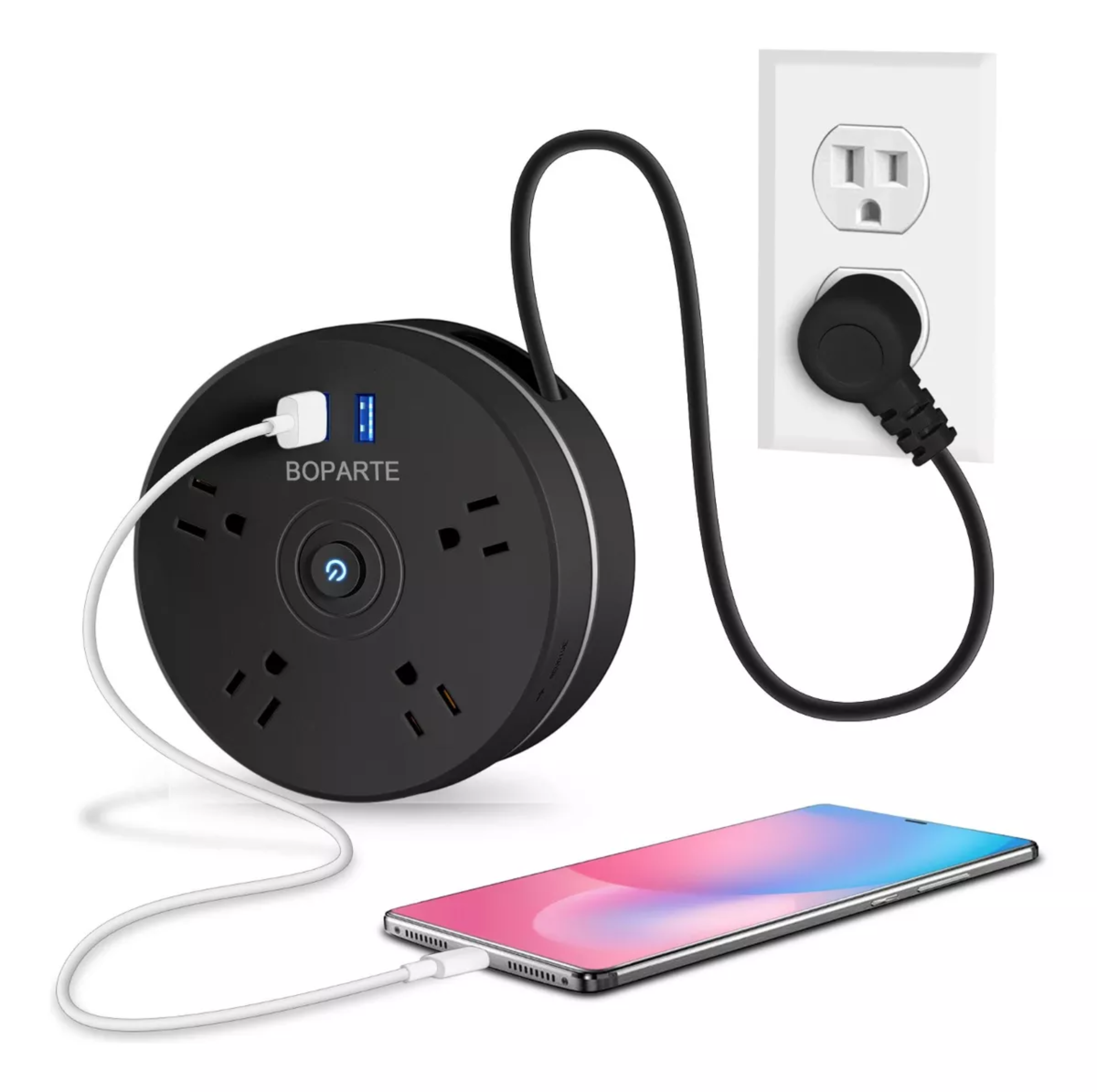 Regleta Cargador Multicontactos Con 4 Salidas Y 2 Usb