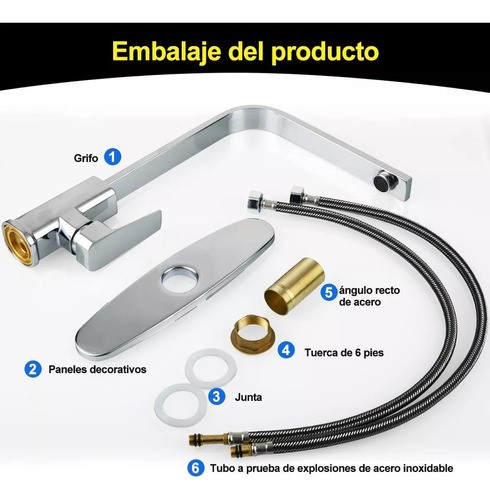 Mezcladora Para Fregadero Grifo Monomando Cocina Con Cubiert PLATA