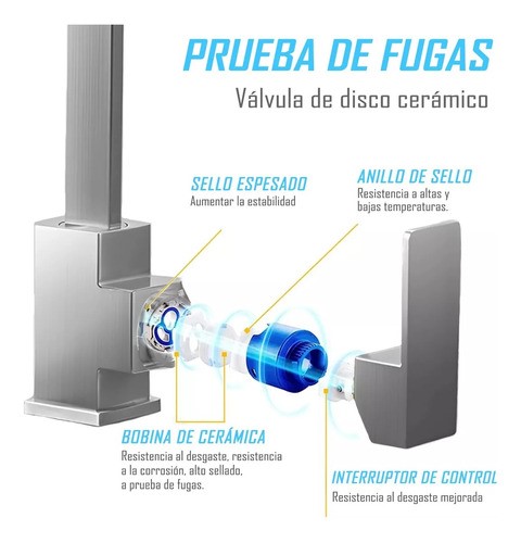 Mezcladora Para Fregadero Grifo Monomando Cocina Con Cubiert PLATA