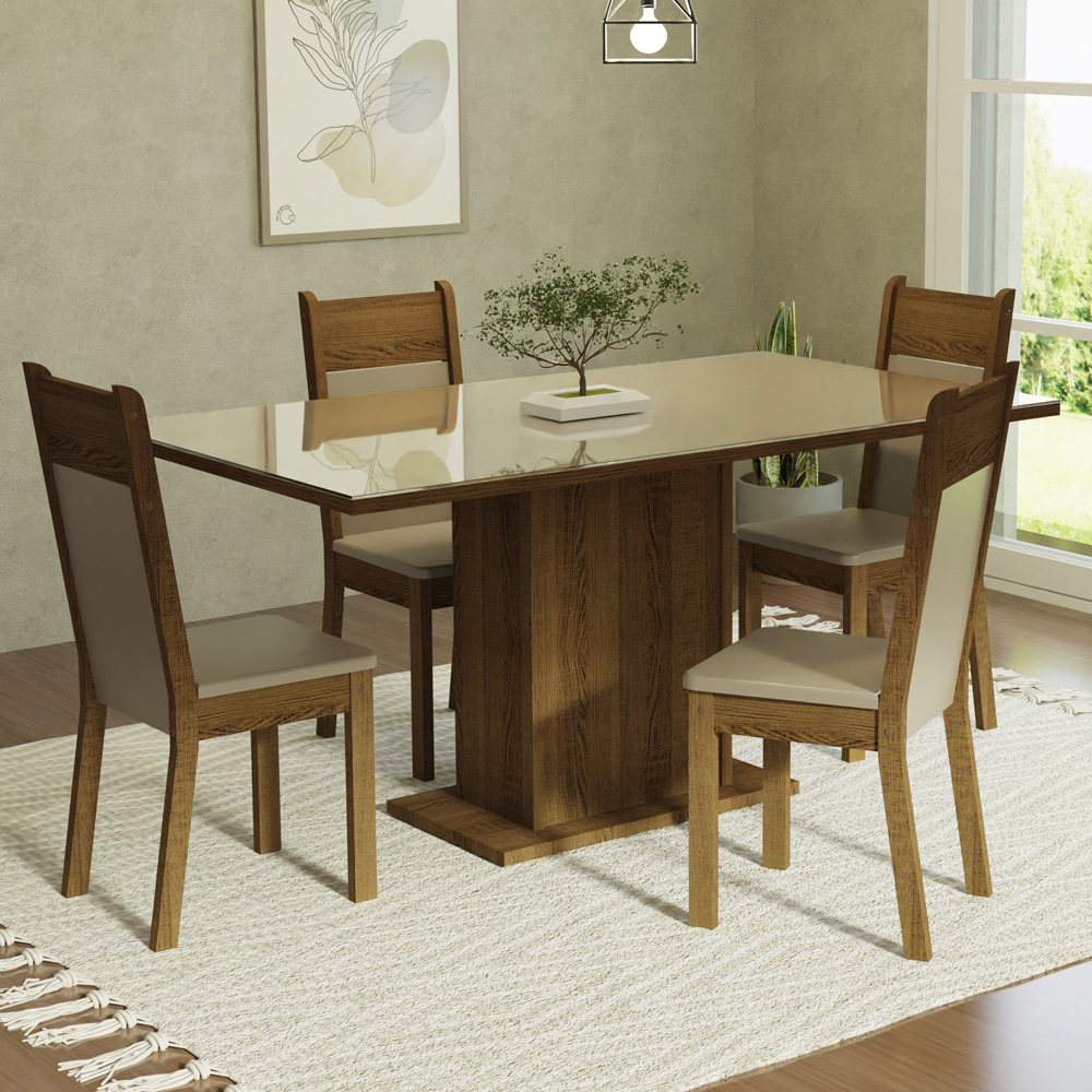 Juego de Comedor con Mesa y 4 Sillas Madesa Greta CMB