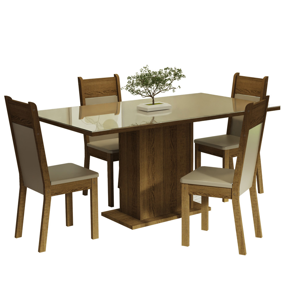 Juego de Comedor con Mesa y 4 Sillas Madesa Greta CMB
